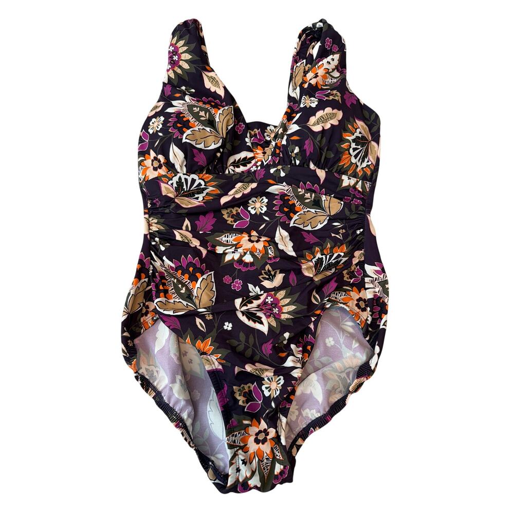 Lands End Women Grecian One Piece Swim Suit Blackberry 8 Petite $130